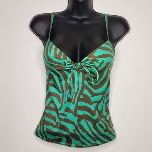 Victoria's Secret Green Pushup Padded Tankini Swim Top Underwire Bra Size 36C